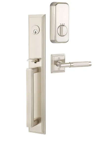 Emtek Single Cylinder Melrose Handleset EMPowered Motorized Smart Lock Upgrade With Geneva Lever