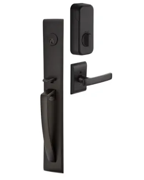 Emtek Single Cylinder Orion Handleset EMPowered Motorized Smart Lock Upgrade With Ebony Knob