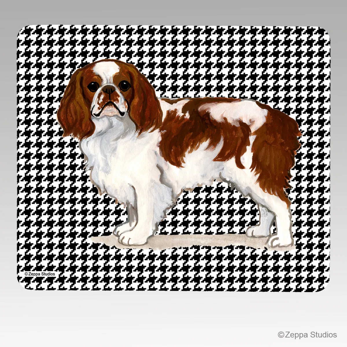 English Toy Spaniel Houndstooth Mouse Pad