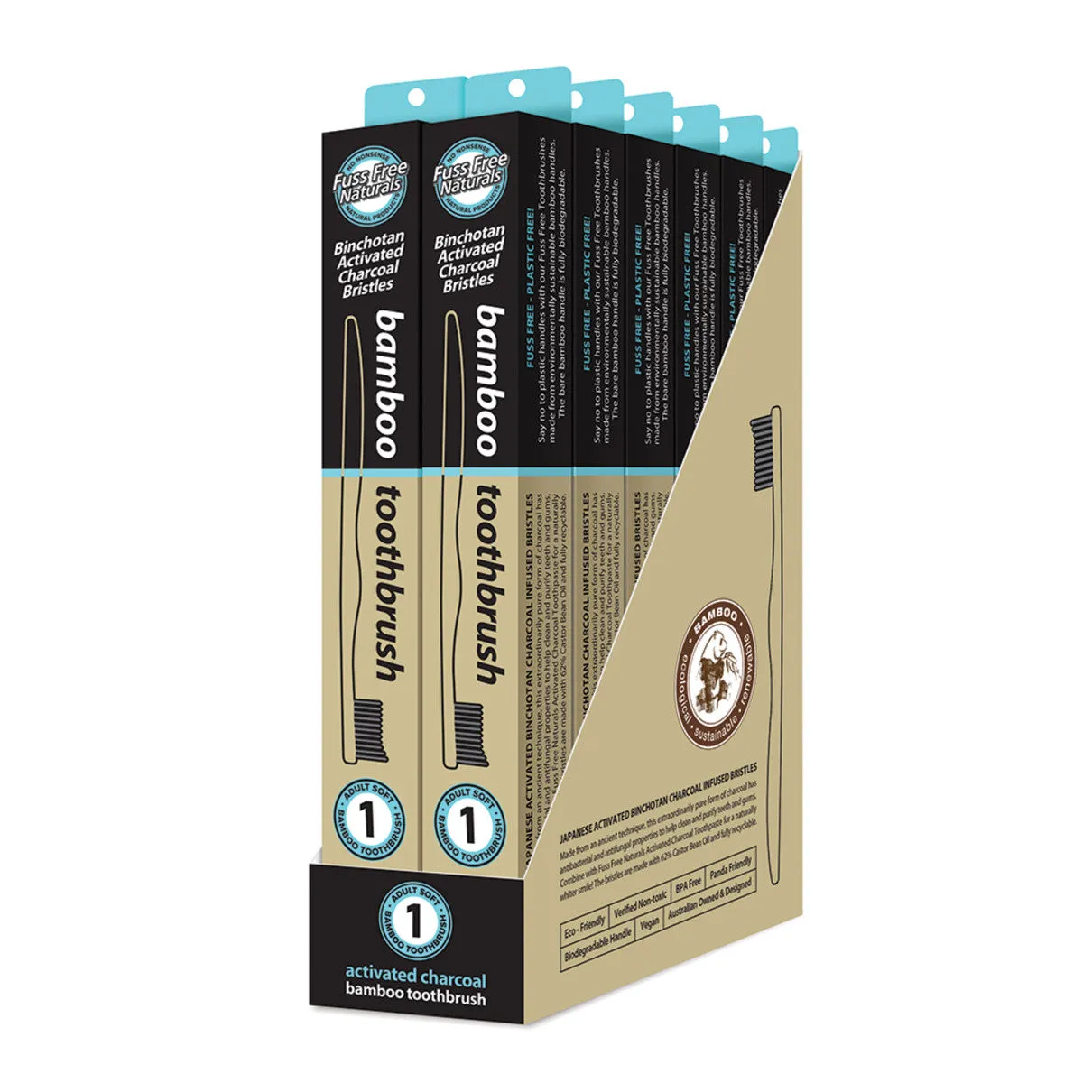 Essenzza Fuss Free Naturals Bamboo Activated Charcoal Soft Toothbrush 1