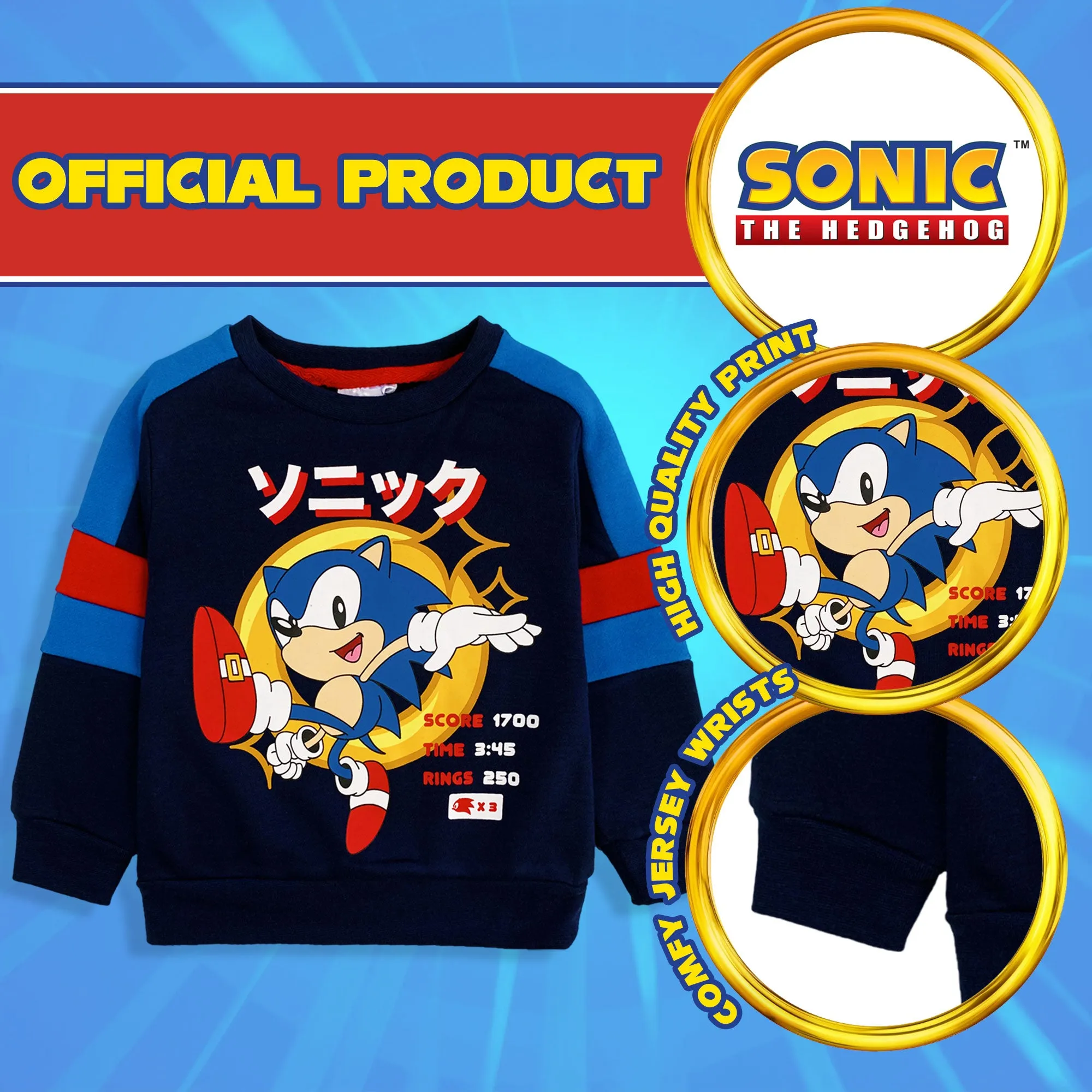 Felpa Sonic The Hedgehog per bambino a maniche lunghe bimbo 6264