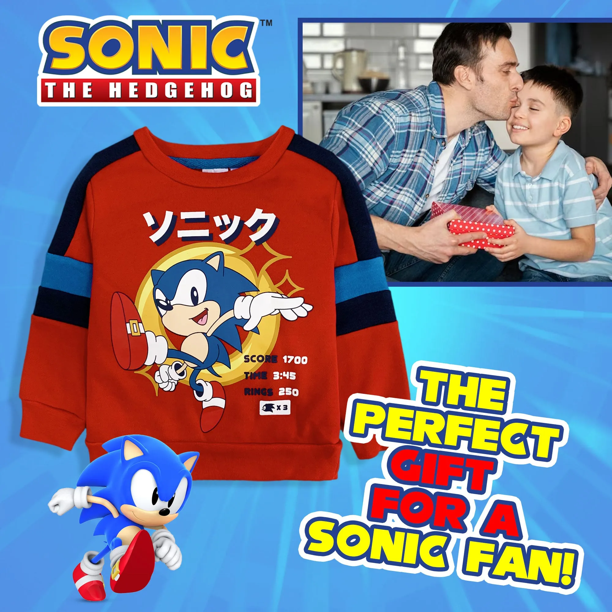 Felpa Sonic The Hedgehog per bambino a maniche lunghe bimbo 6264