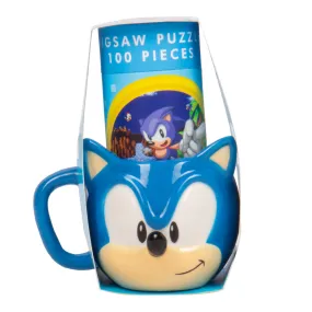 Fizz Creations Official Licensed Sonic The Hedgehog Shaped Mug & Jigsaw Puzzle - Gift Set