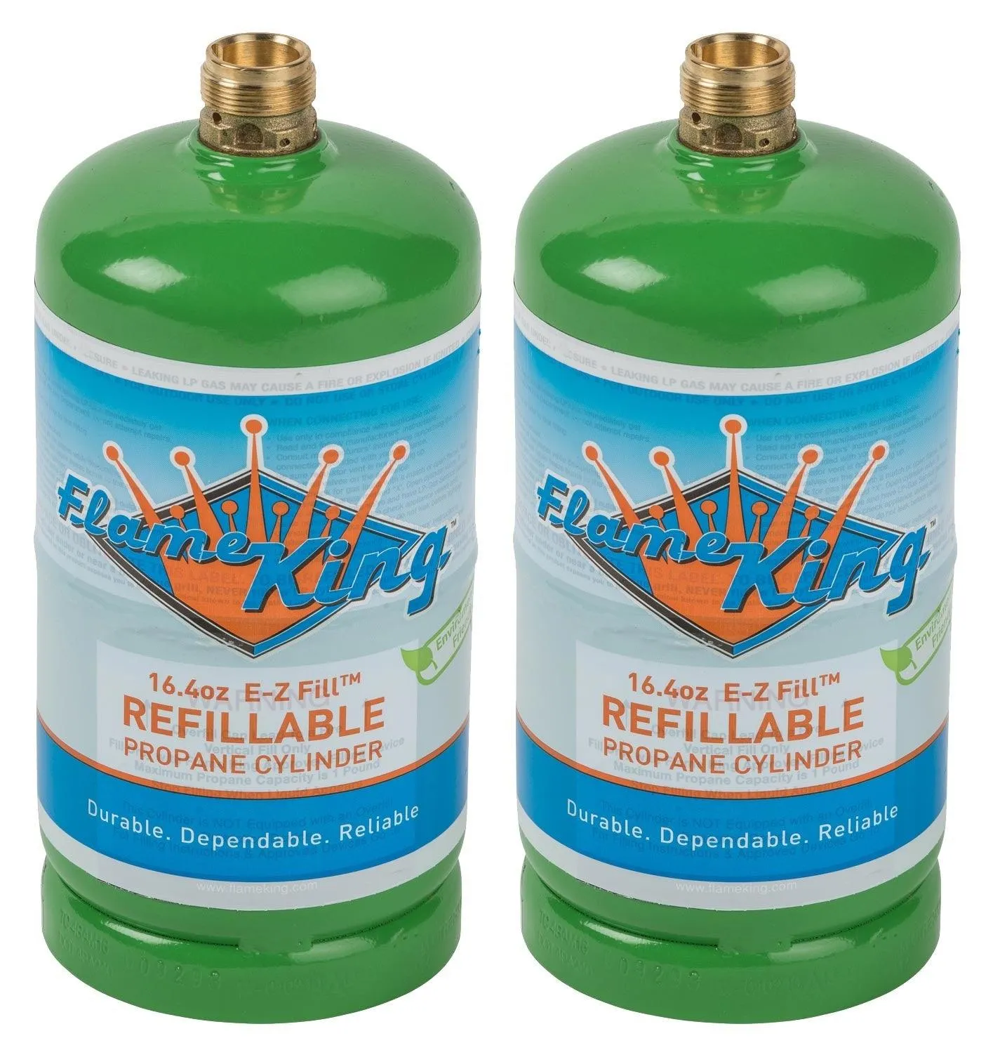 Flame King 2 pack Eco Friendly Sustainable 1lb Refillable Propane Tank LP Cylinder