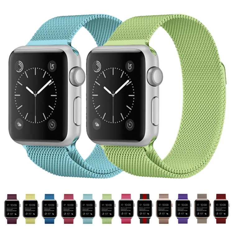 For Apple Watch Ultra 49mm&Watch Ultra 2 49mm / Series 9&8&7 45mm / 6 & SE & 5 & 4 44mm / 3 & 2 & 1 42mm Milanese Loop Magnetic Stainless Steel Watch Band(Porcelain Blue)