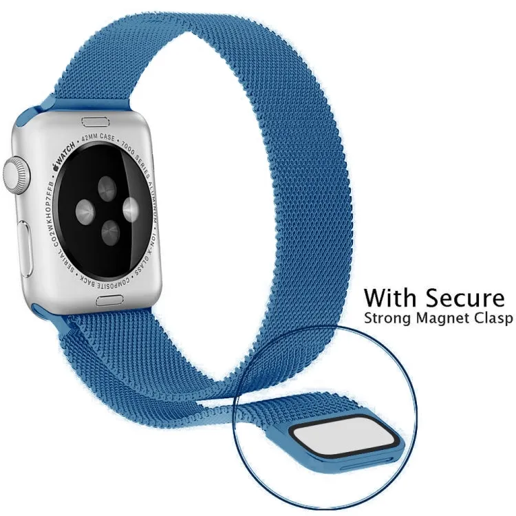 For Apple Watch Ultra 49mm&Watch Ultra 2 49mm / Series 9&8&7 45mm / 6 & SE & 5 & 4 44mm / 3 & 2 & 1 42mm Milanese Loop Magnetic Stainless Steel Watch Band(Porcelain Blue)