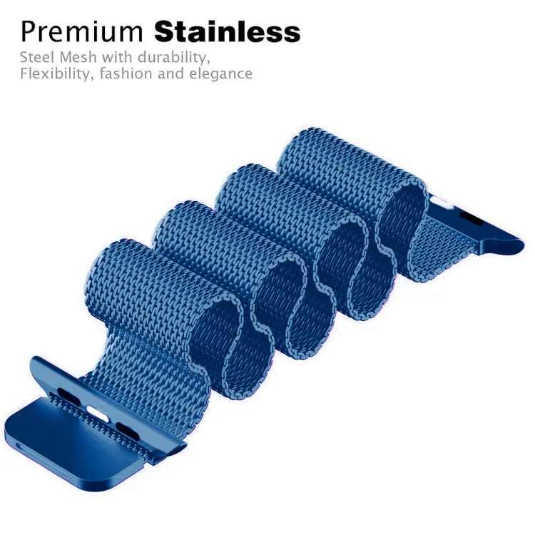 For Apple Watch Ultra 49mm&Watch Ultra 2 49mm / Series 9&8&7 45mm / 6 & SE & 5 & 4 44mm / 3 & 2 & 1 42mm Milanese Loop Magnetic Stainless Steel Watch Band(Porcelain Blue)