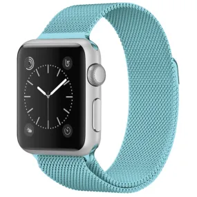 For Apple Watch Ultra 49mm&Watch Ultra 2 49mm / Series 9&8&7 45mm / 6 & SE & 5 & 4 44mm / 3 & 2 & 1 42mm Milanese Loop Magnetic Stainless Steel Watch Band(Turquoise)