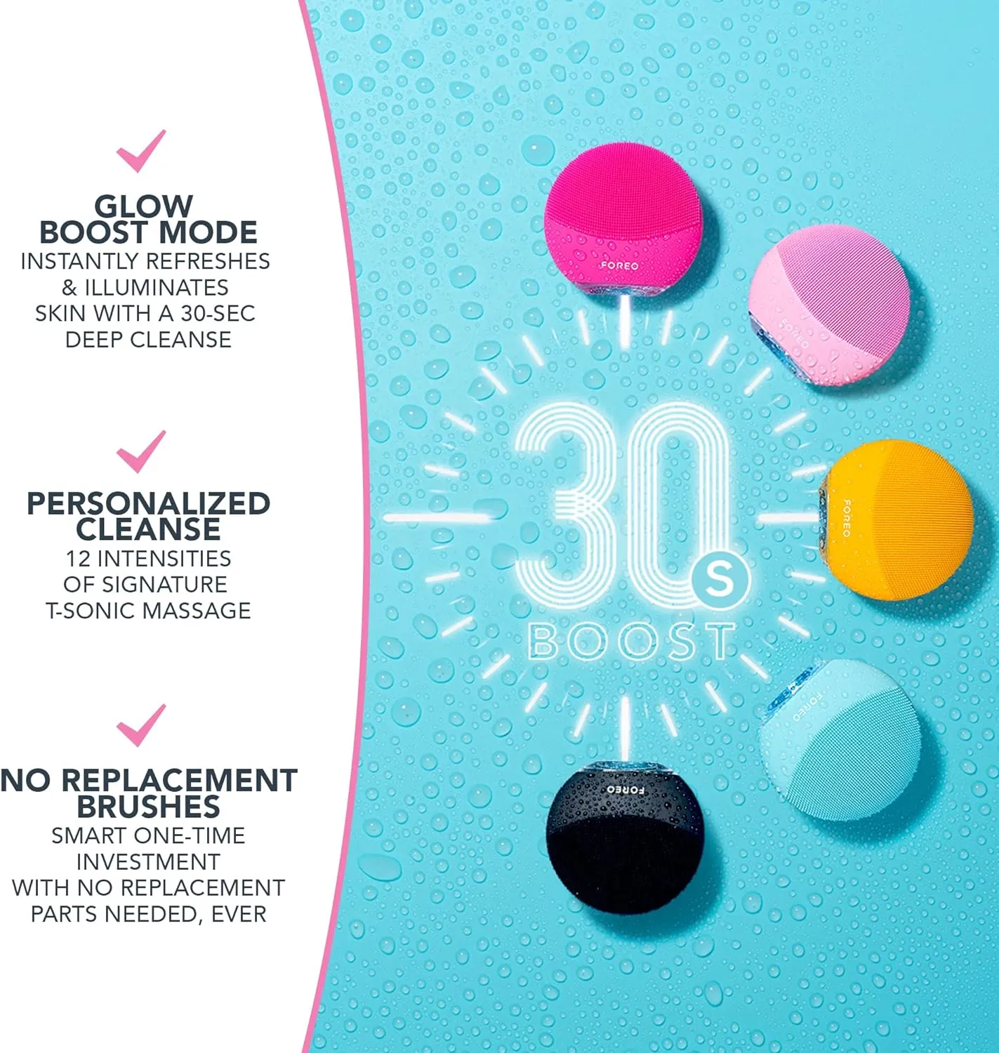 Foreo Luna Mini 3 Facial Cleansing Brush - Travel Accessories - Face Massager Electric, Ultra-Hygienic Silicone - Simple Face Wash - Electric Face Cleanser - App-Connected - Pearl Pink