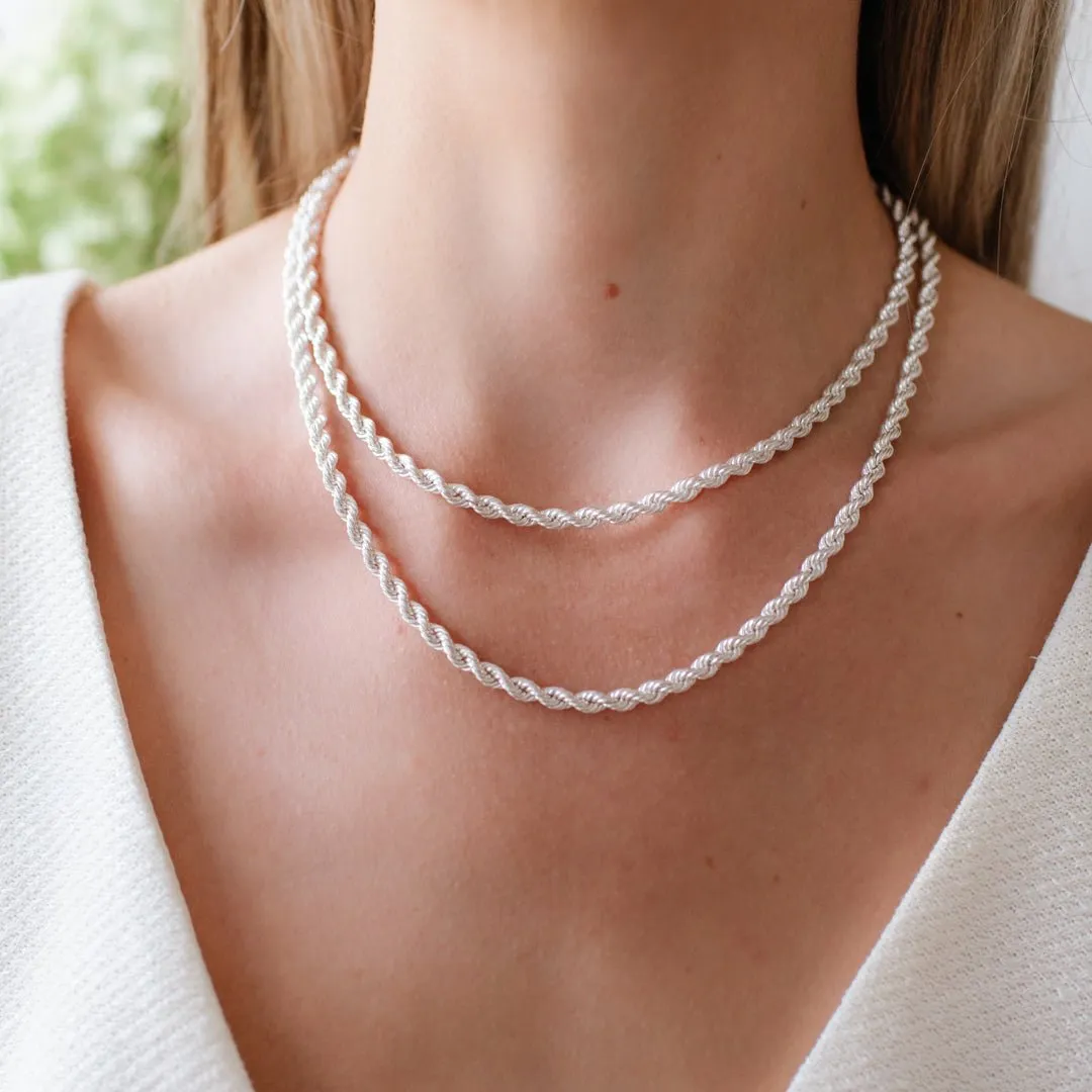 FRAICHE LUXE ROPE NECKLACE - SILVER