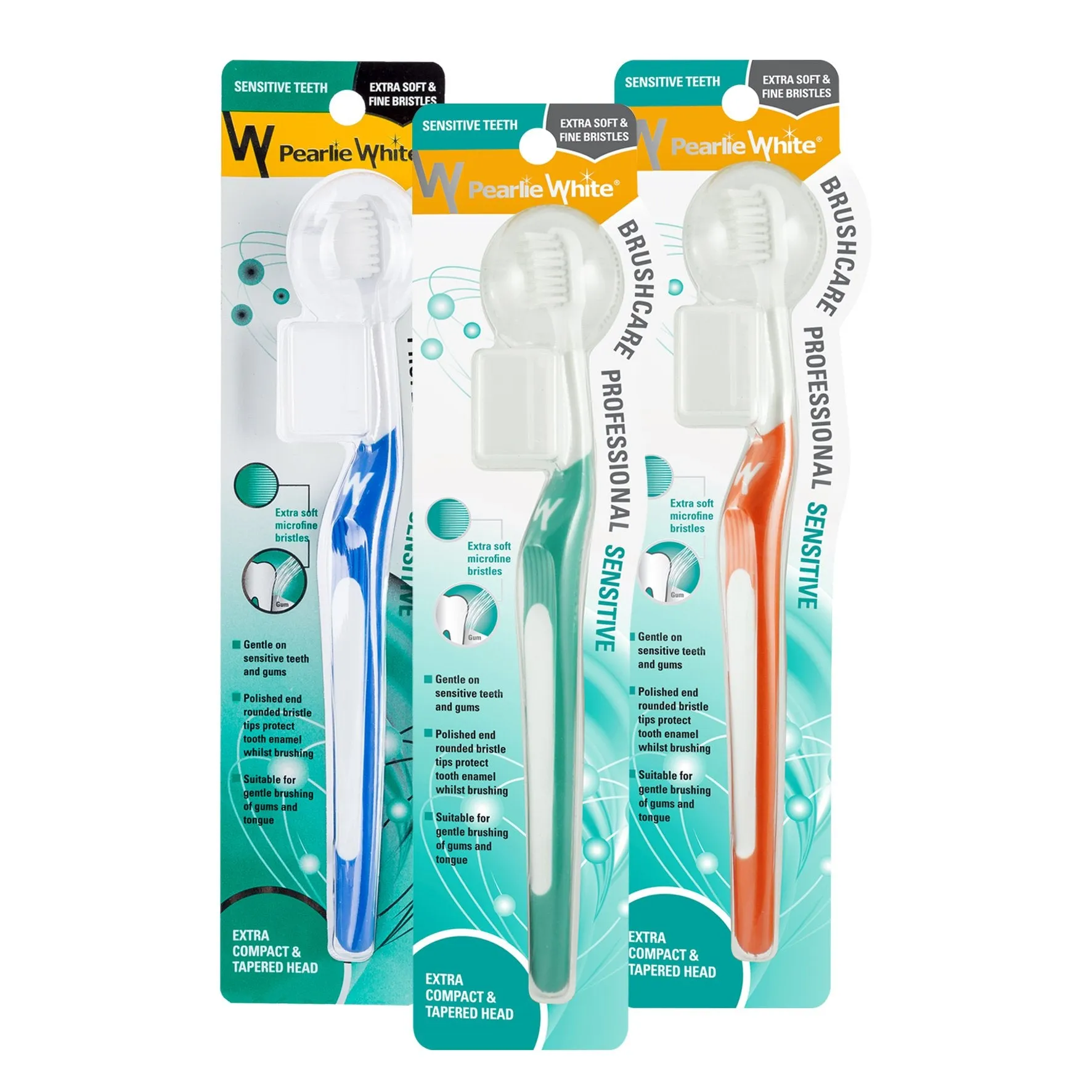 Free Personalised BrushCare Professional Sensitive Extra Soft Toothbrush-Triple Pack