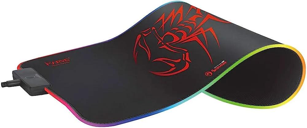 Gaming Mouse Pad, 7-Colour Lighting with 3 RGB Effects, Touch Control, Steady Rubber Base - Marvo