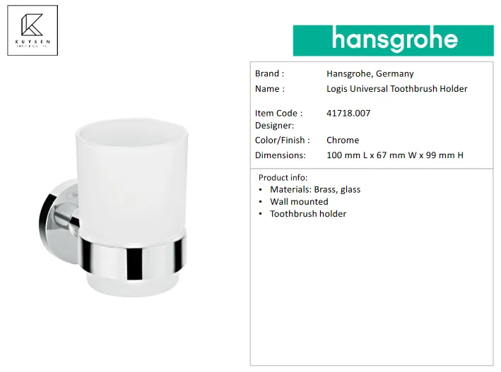 Hansgrohe Logis Universal Toothbrush holder 41718.007