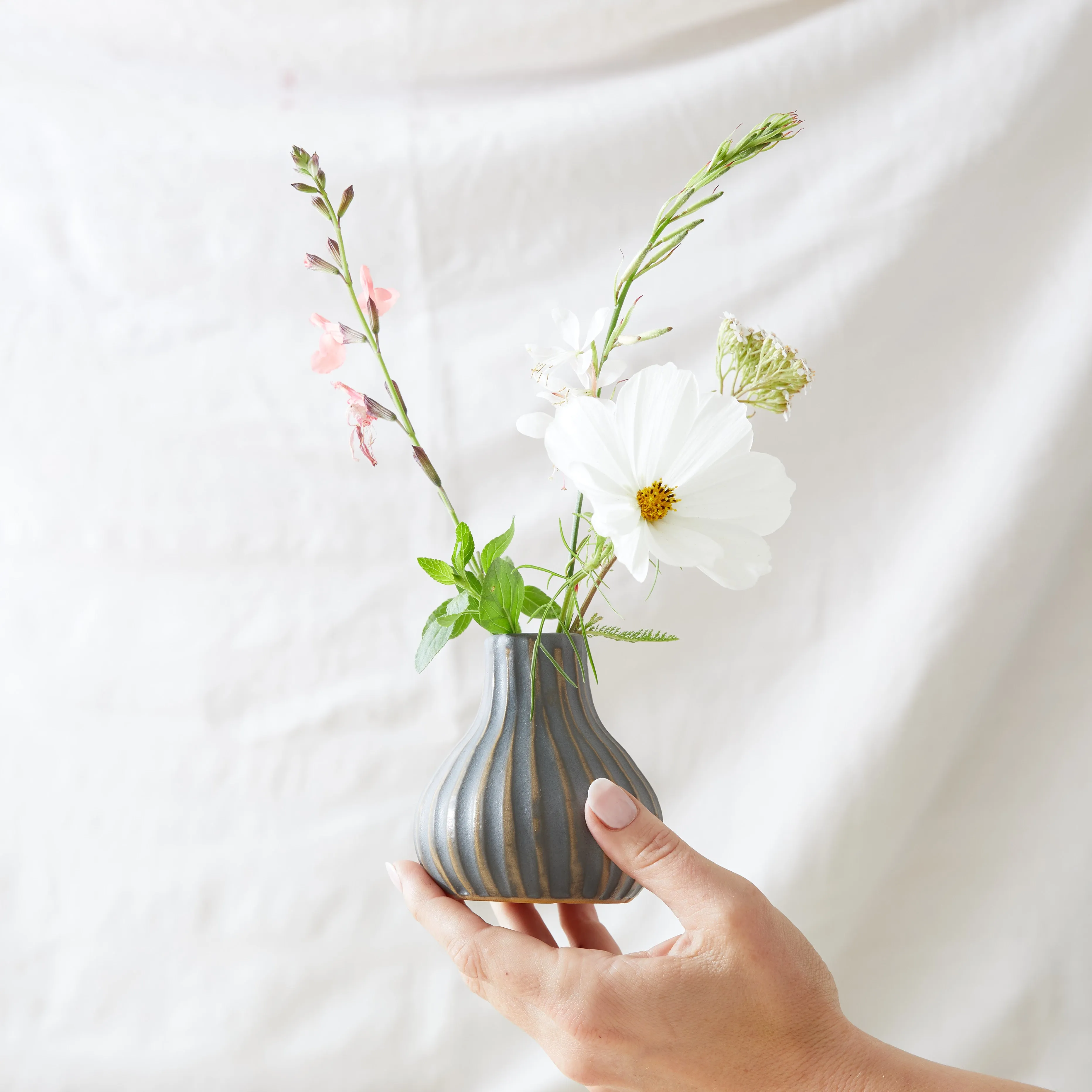 KALIKA Textured Stoneware Bud Vase (WS)