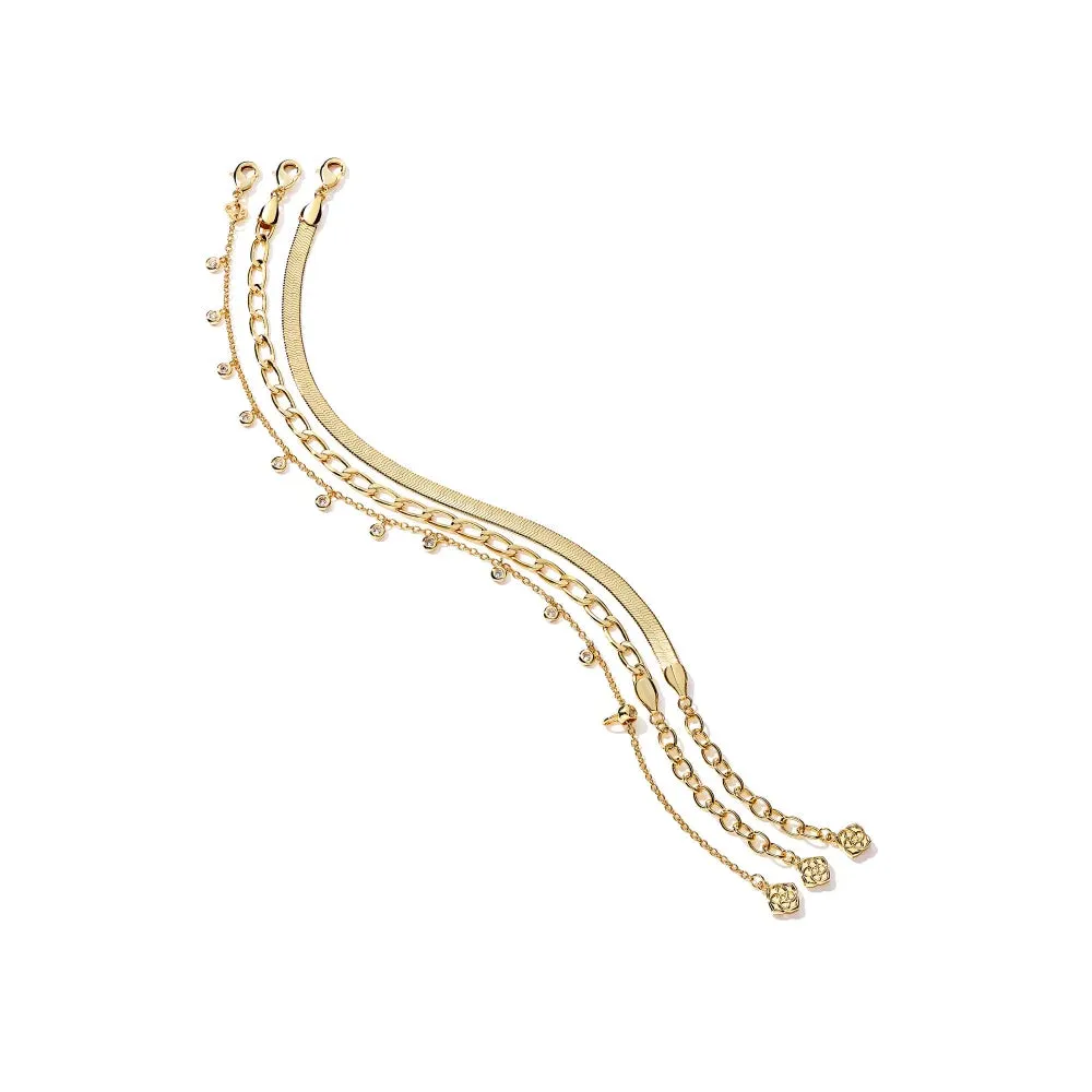 Kendra Scott Kassie Set of 3 Chain Bracelets in Gold