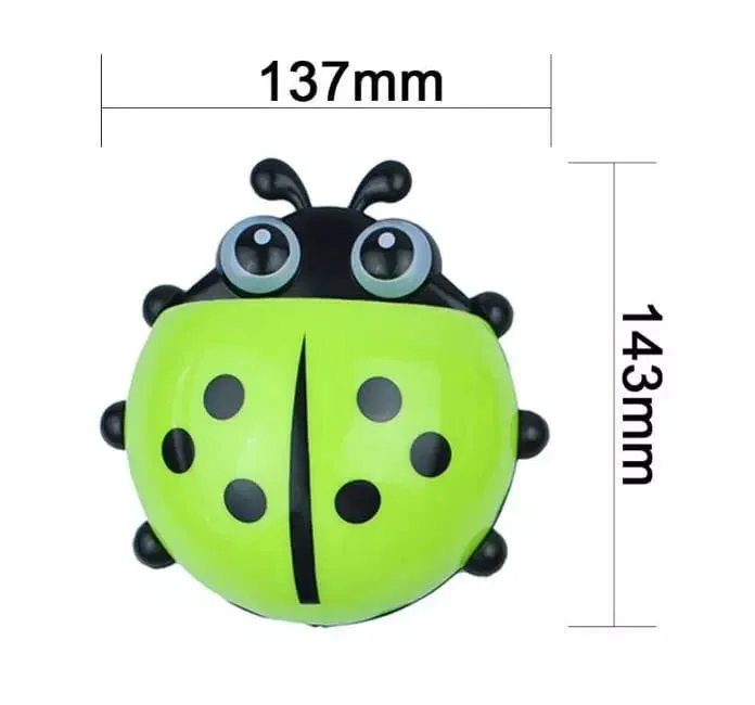 Ladybug Toothbrush & Toothpaste Holder, Wall-Mounted Toothbrush Storage, Wall Sucker Bathroom Holder