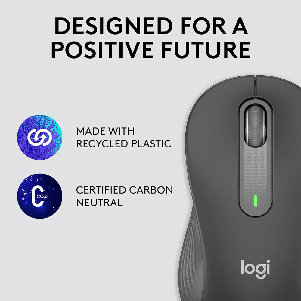 Logitech Signature M650 / M650L Wireless Optical Mouse For Business with Precision Scrolling Smart Wheel, Silent Touch Reduced Clicky Keys, Programmable Side Buttons, and Logi Bolt and Bluetooth Connectivity - Graphite, Off White