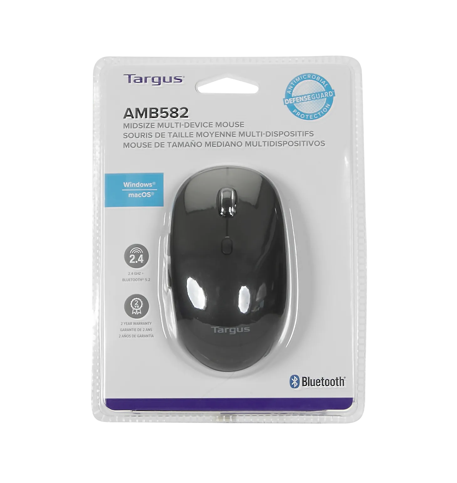 Midsize Comfort Multi-Device Antimicrobial Wireless Mouse