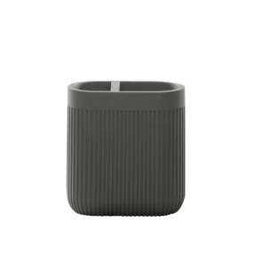 Modern Ribbed Grey Bath Accessories, Toothbrush Holder 