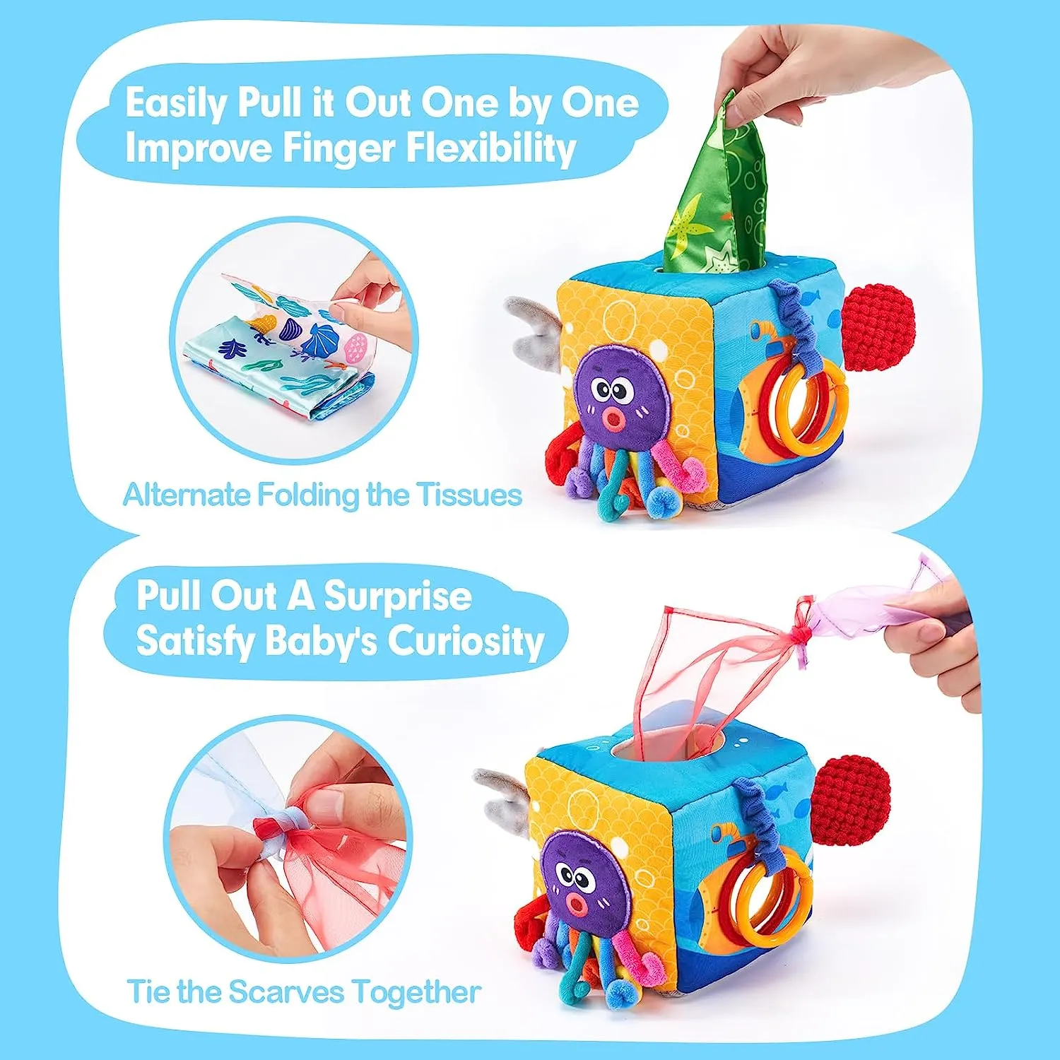 Montessori Baby Tissue Box Toy Marine Theme