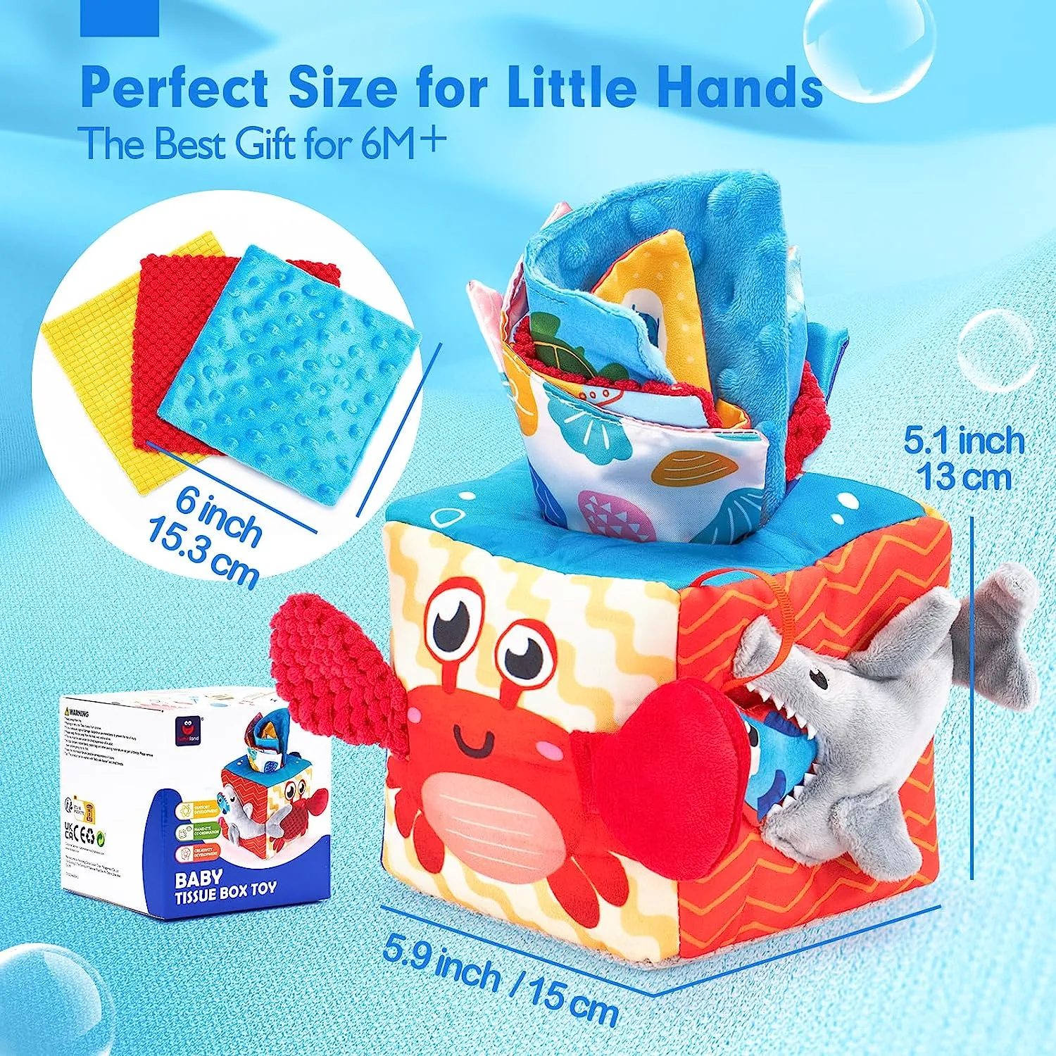 Montessori Baby Tissue Box Toy Marine Theme