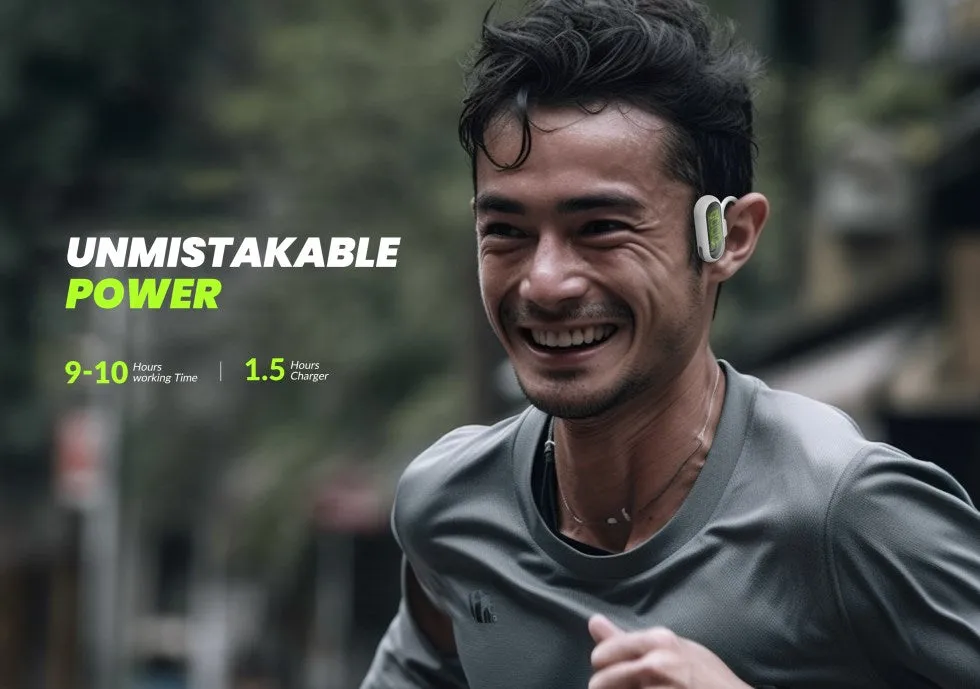 Mpow MU6 Open-Ear Conduction Bluetooth Headset, Air Conduction Sport Wireless Running Earphones,Type C Fast Charging