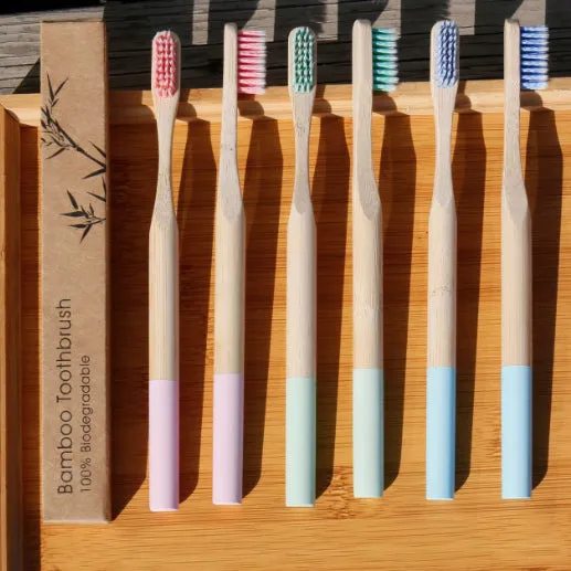 Natural Bamboo Spiral Bristles Soft Toothbrush 3 Packs