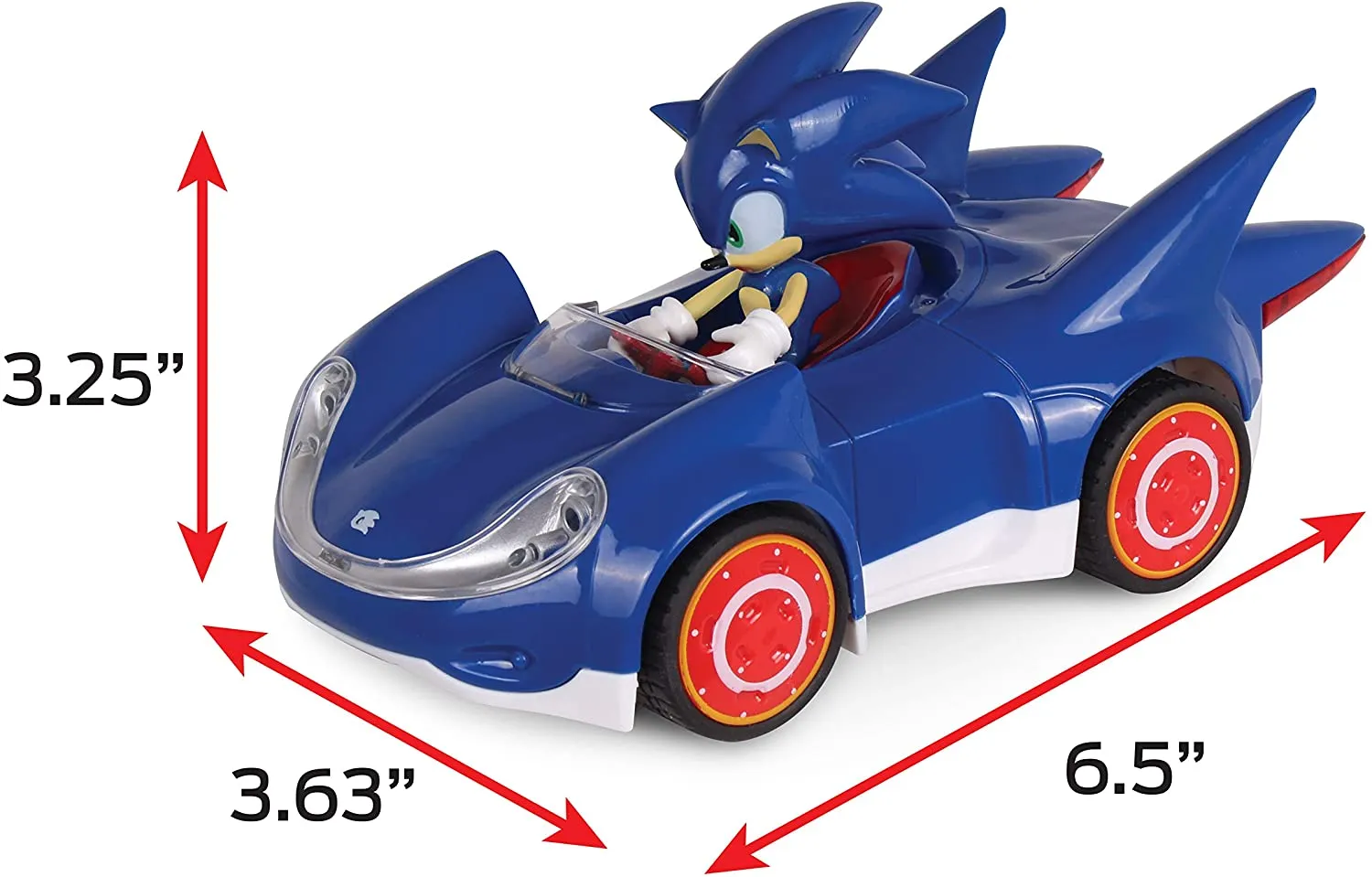 NKOK Sonic The Hedgehog All Stars Racing Car Pull Back Action, Video Game Legend, Speed Star by Tails, No Batteries Required