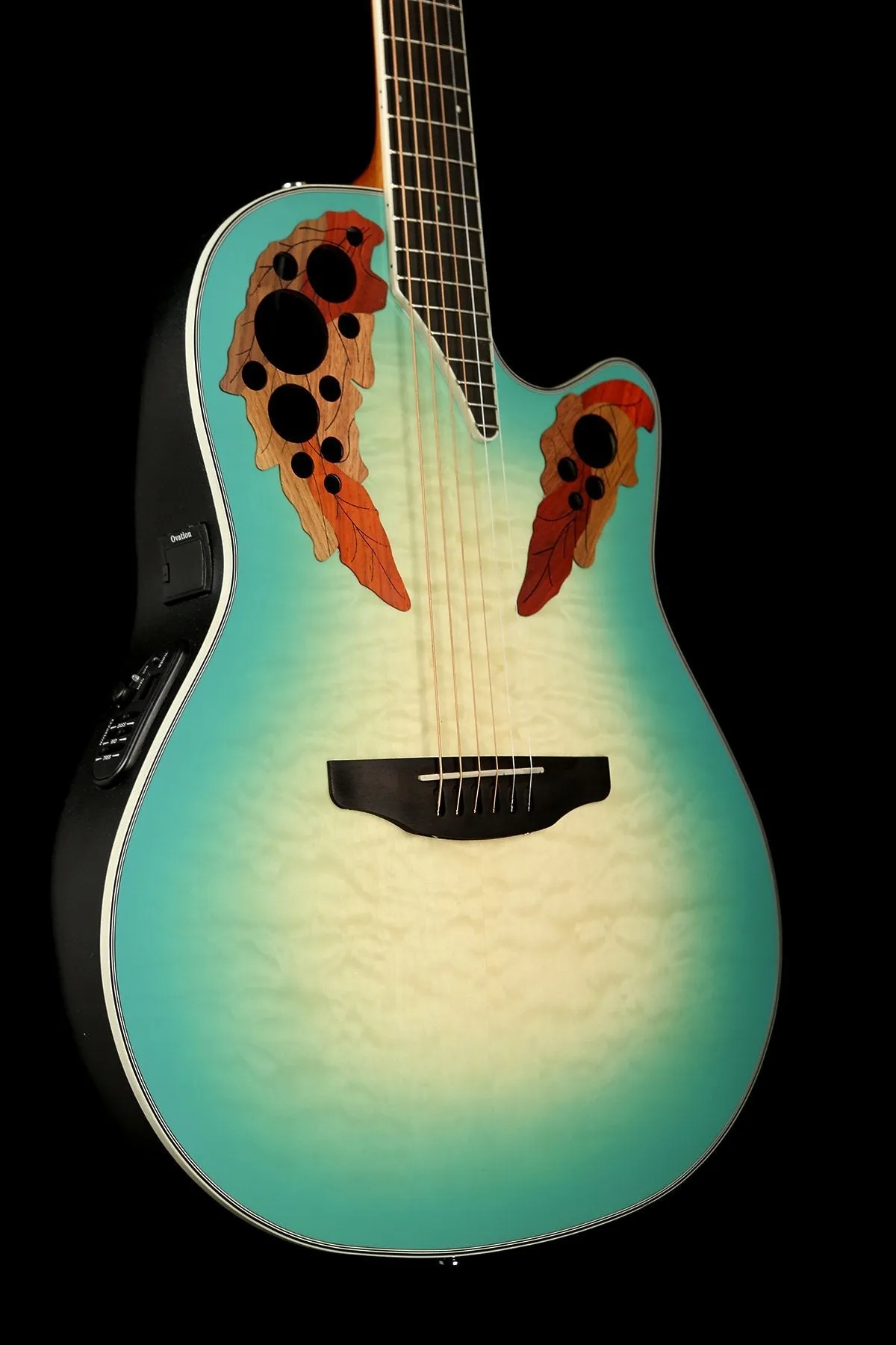 Ovation Celebrity Elite Exotic 'Quilted Maple Mint Burst' Acoustic Electric Guitar