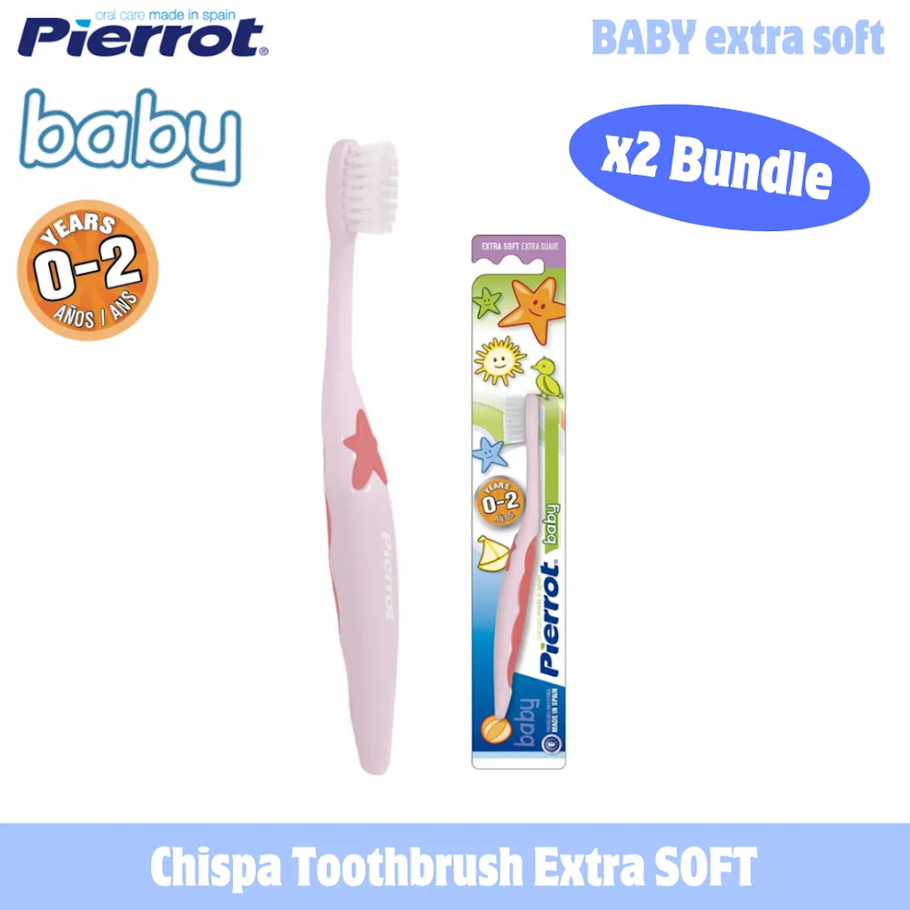 Pierrot Baby Toothbrush Extra Soft (Age 0-2) (Bundle of 2)