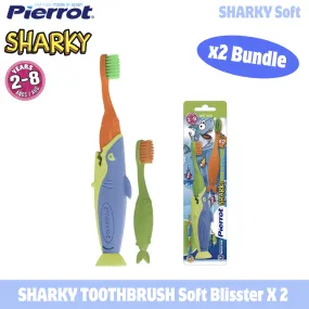 Pierrot Sharky Toothbrush Soft Blister X 2 (Age 2-8) (Bundle of 2)