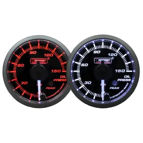 Prosport 52mm Premium White Pointer Amber/White Oil Pressure Gauge