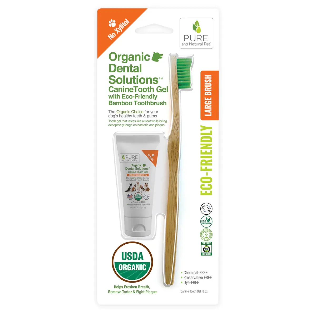 Pure and Natural Tooth Gel and Bamboo Toothbrush for Large Dogs - Organic Dental Solutions®