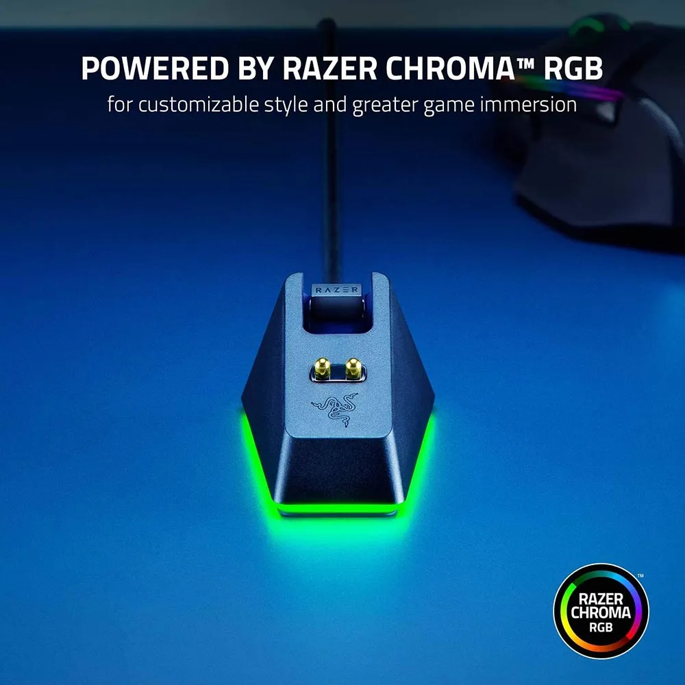 Razer Mouse Charging Dock Chroma: Magnetic Dock with Charge Status RGB Lighting - Anti-Slip Gecko Feet - Powered by Razer Chroma - Classic Black