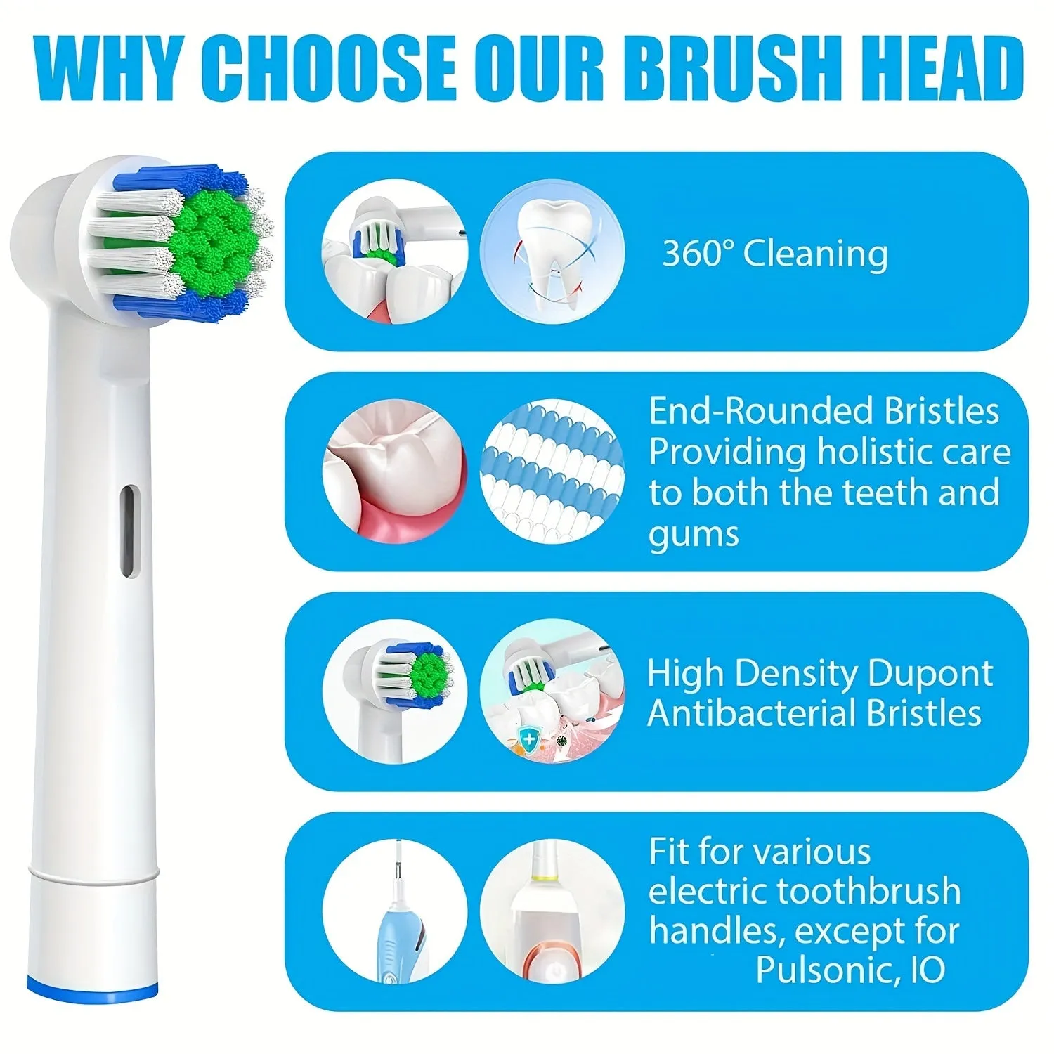 Replacement Toothbrush Heads Compatible With Oral-B Braun, 20 Pcs Electric Toothbrush Heads Brush Heads suitable for Oral B Replacement Heads Refill Pro 500/1000/1500/3000/3757/5000/7000/7500/8000