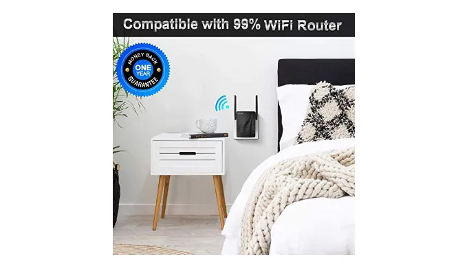 Rock Space WiFi Range Extender w/ 1200Mbps Signal Booster - Say goodbye to dead spots in your home/office - Ships Next Day!