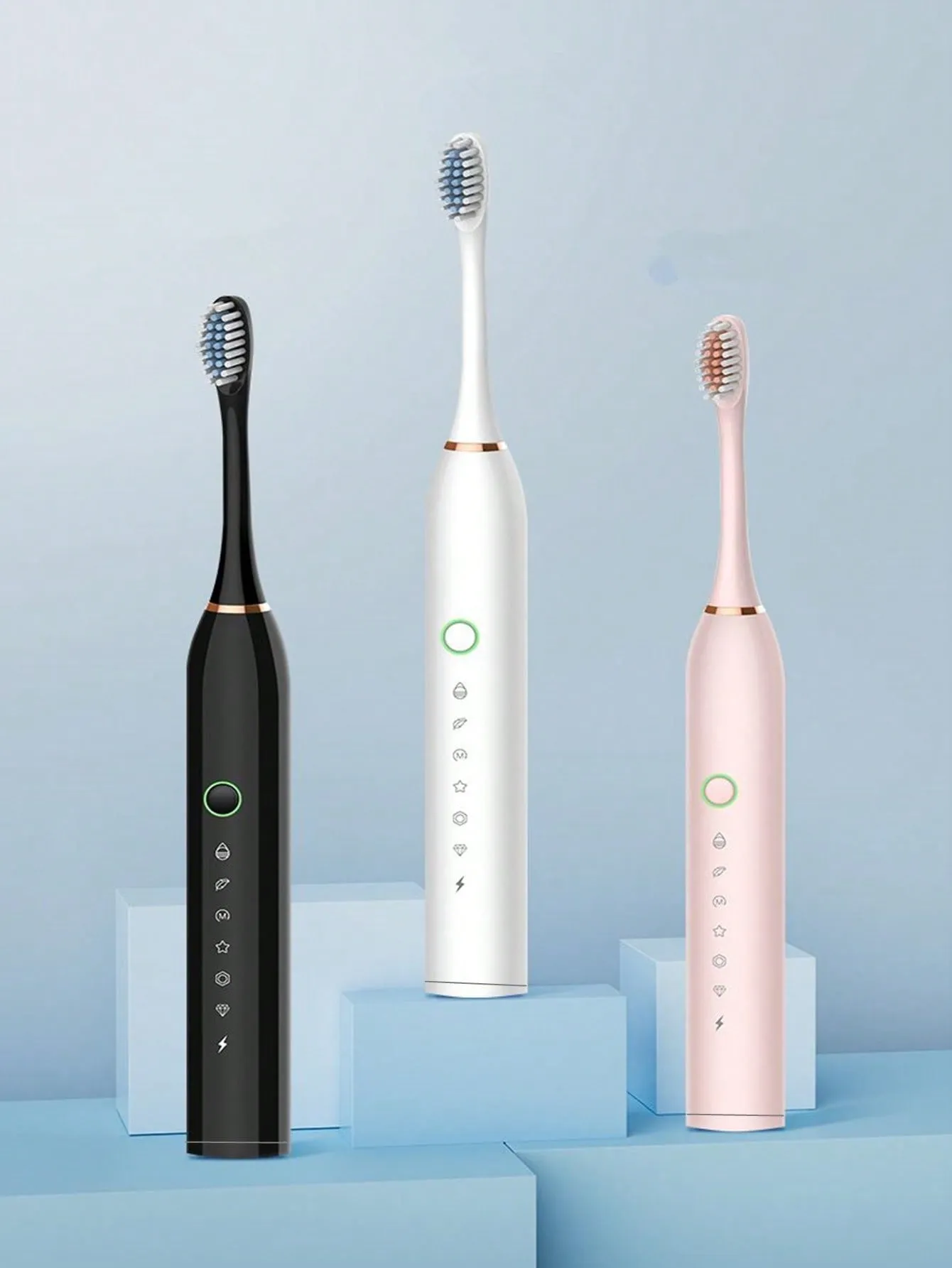 Sonic Electric Toothbrush With Soft Bristles & 4 Replacement Brush Heads