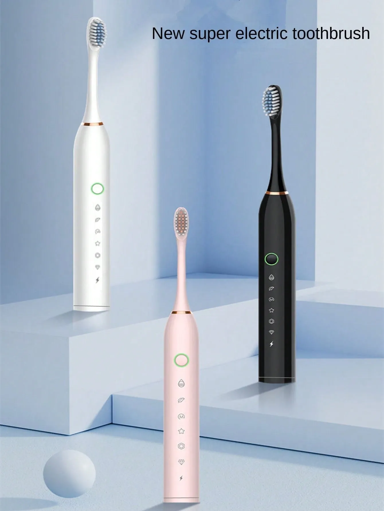 Sonic Electric Toothbrush With Soft Bristles & 4 Replacement Brush Heads