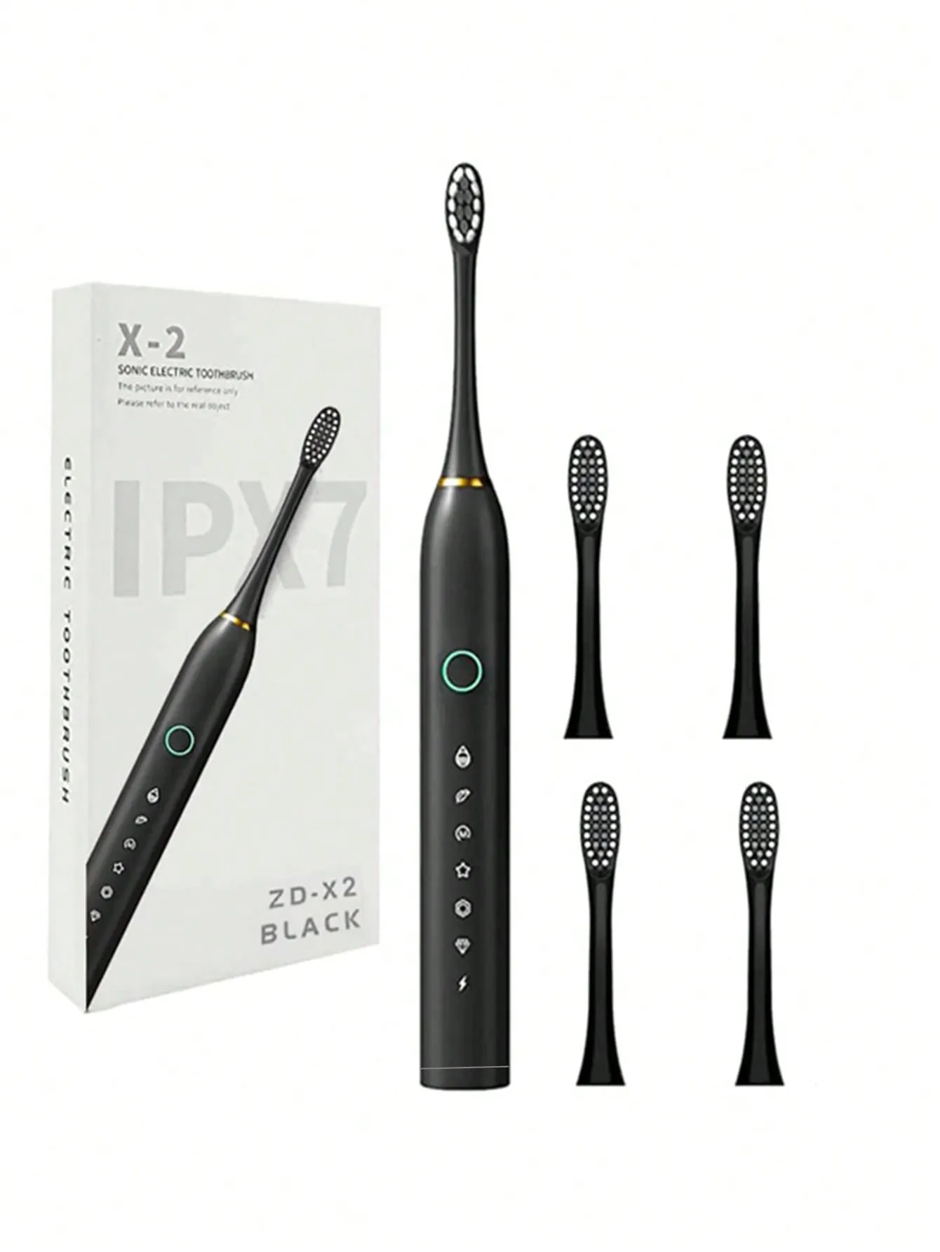 Sonic Electric Toothbrush With Soft Bristles & 4 Replacement Brush Heads