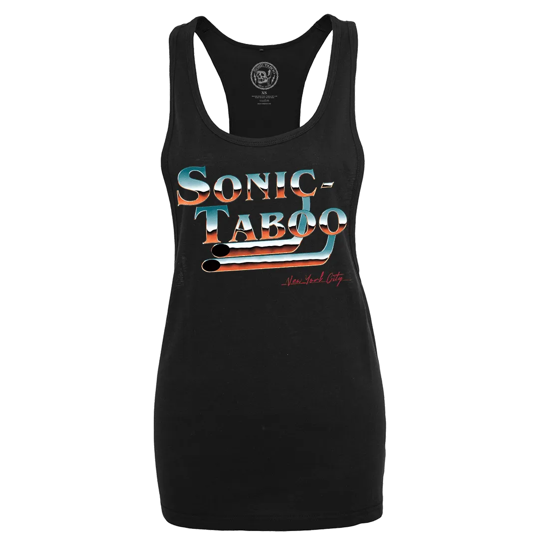 Sonic Taboo - Chrome Logo Women’s Racerback Tank Top - Black