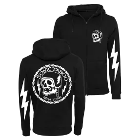 Sonic Taboo - Skull Logo (White) Zip Hoodie - Black