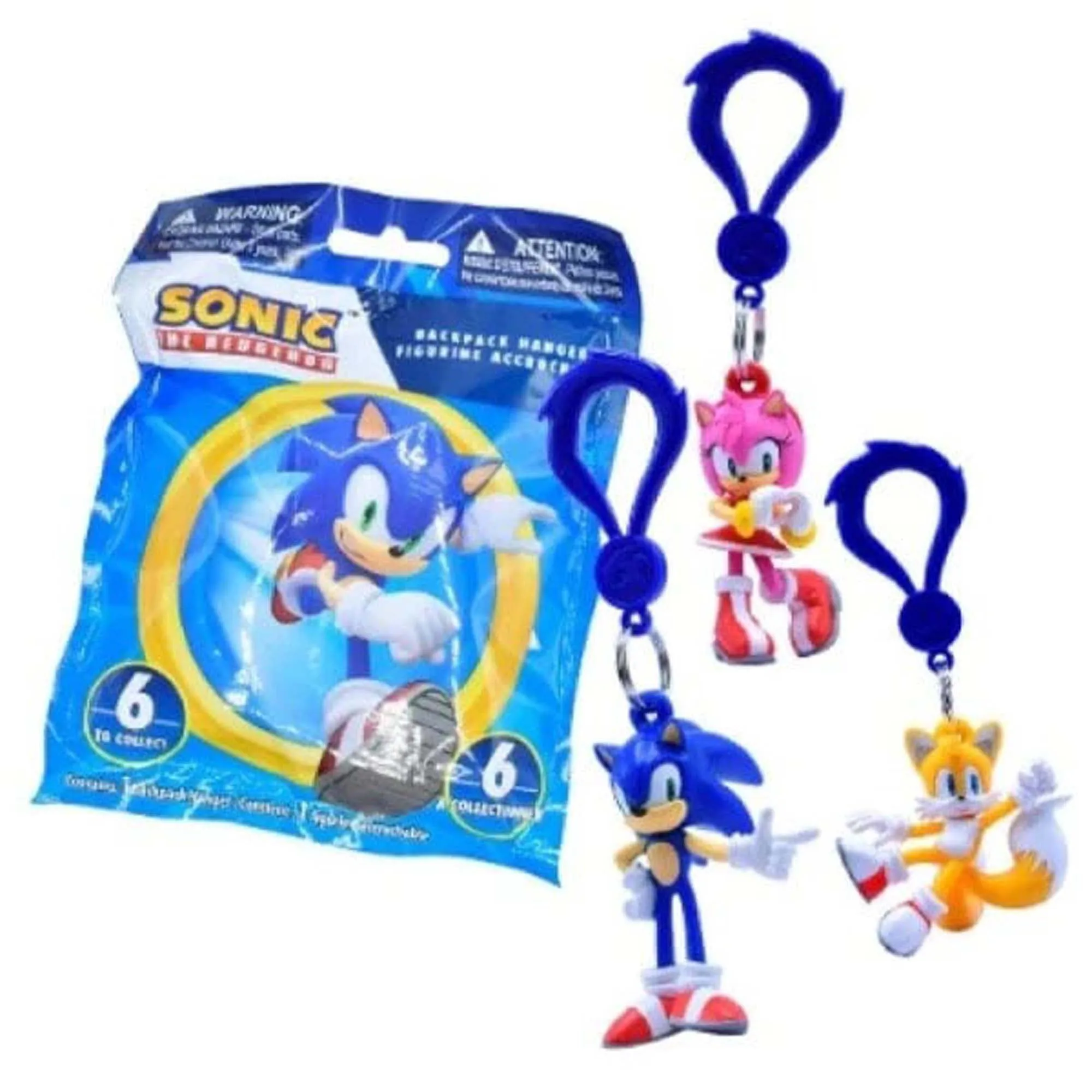 Sonic the Hedgehog Backpack Hangers, 3 Inches, Assortment, 1 Count