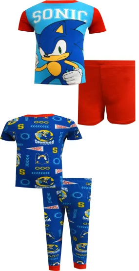 Sonic the Hedgehog Blue Cotton 4 Piece Pajamas