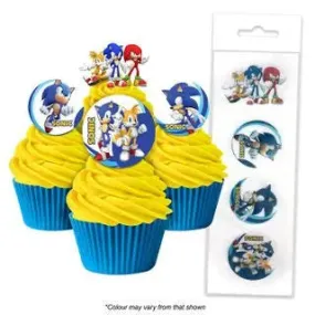 Sonic The Hedgehog Edible Wafer Cupcake Toppers - 16 Pkt