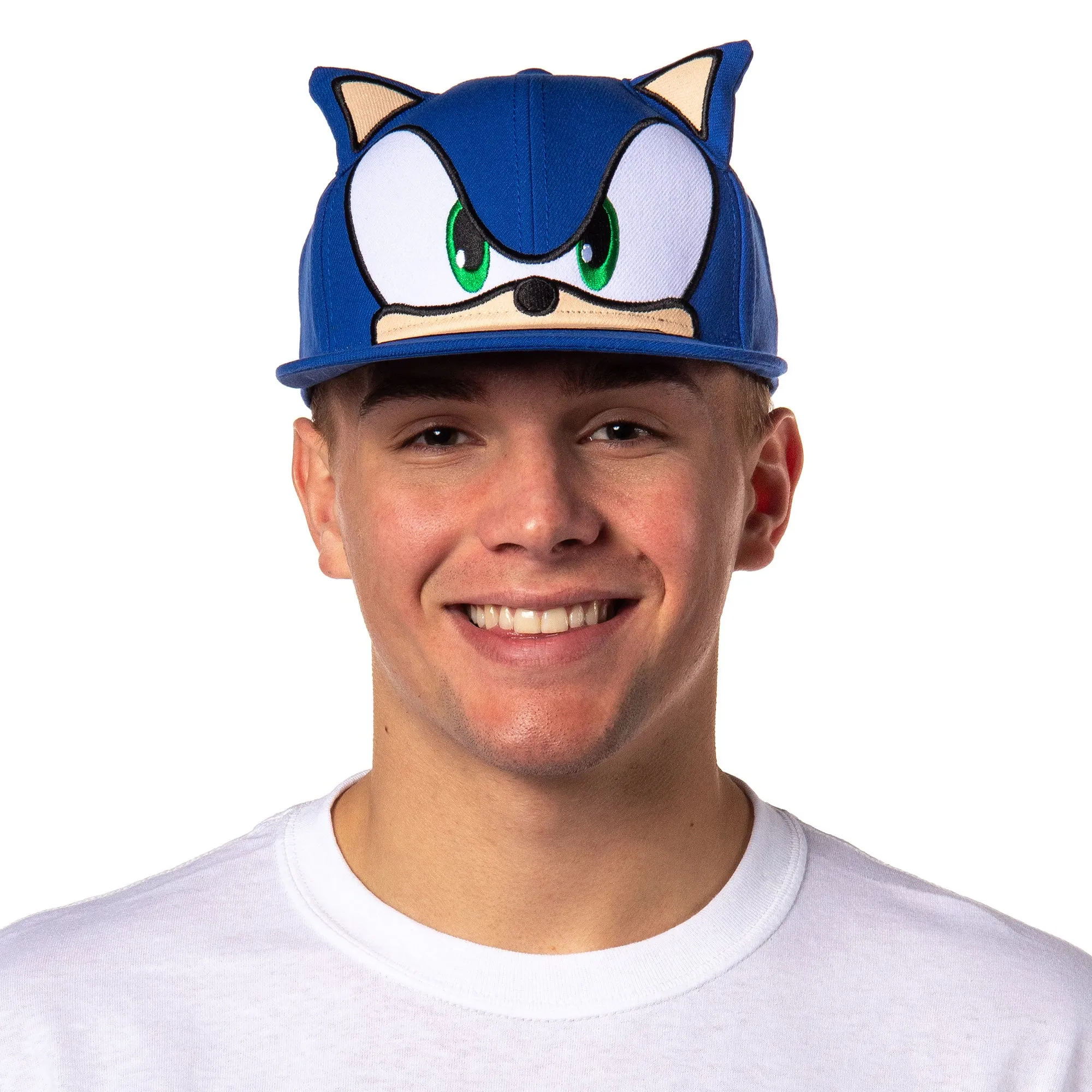 Sonic the Hedgehog Men's Hat Embroidered 3D Character Face and Ears Snapback Cap