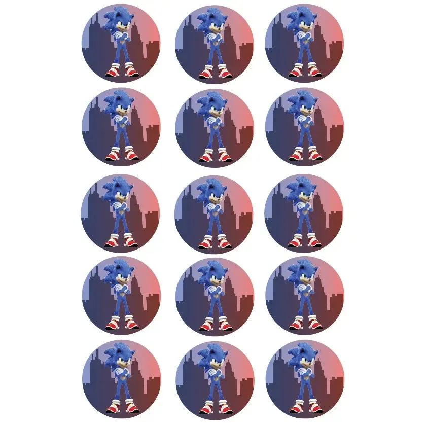 Sonic the Hedgehog Movie Edible Cupcake Images -15pc Sheet