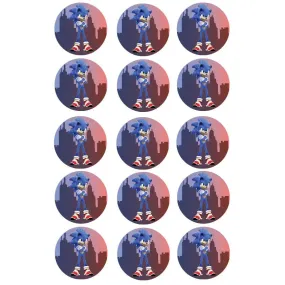 Sonic the Hedgehog Movie Edible Cupcake Images -15pc Sheet