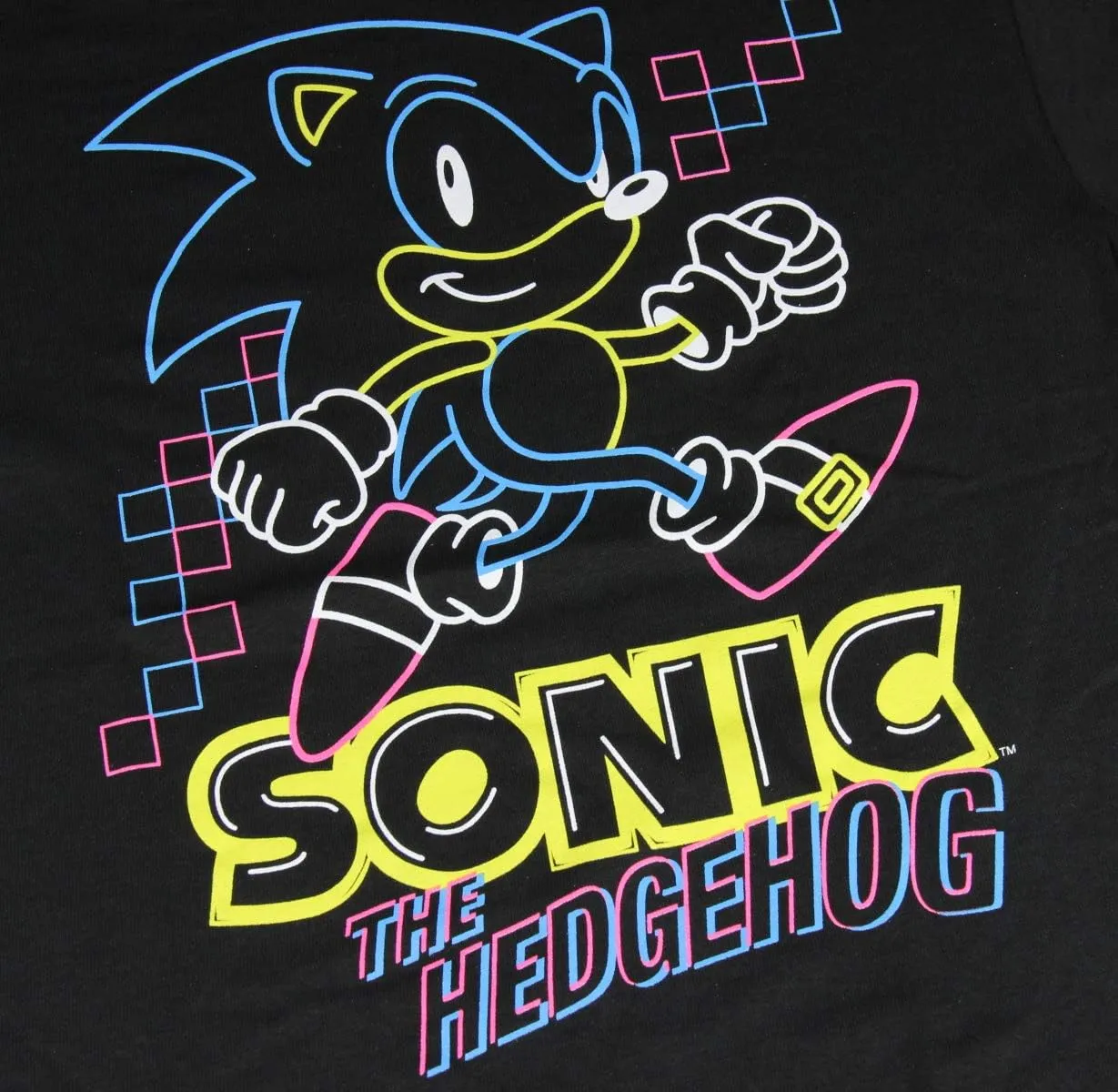 Sonic The Hedgehog Shirt For Boys Glow-In-The-Dark Neon Graphic T-shirt