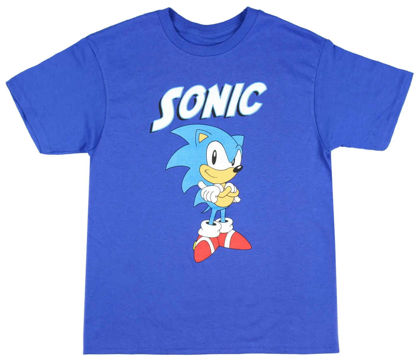 Sonic the Hedghog Boy's Sonic Folded Arms Victory Short Sleeve Kids T-Shirt