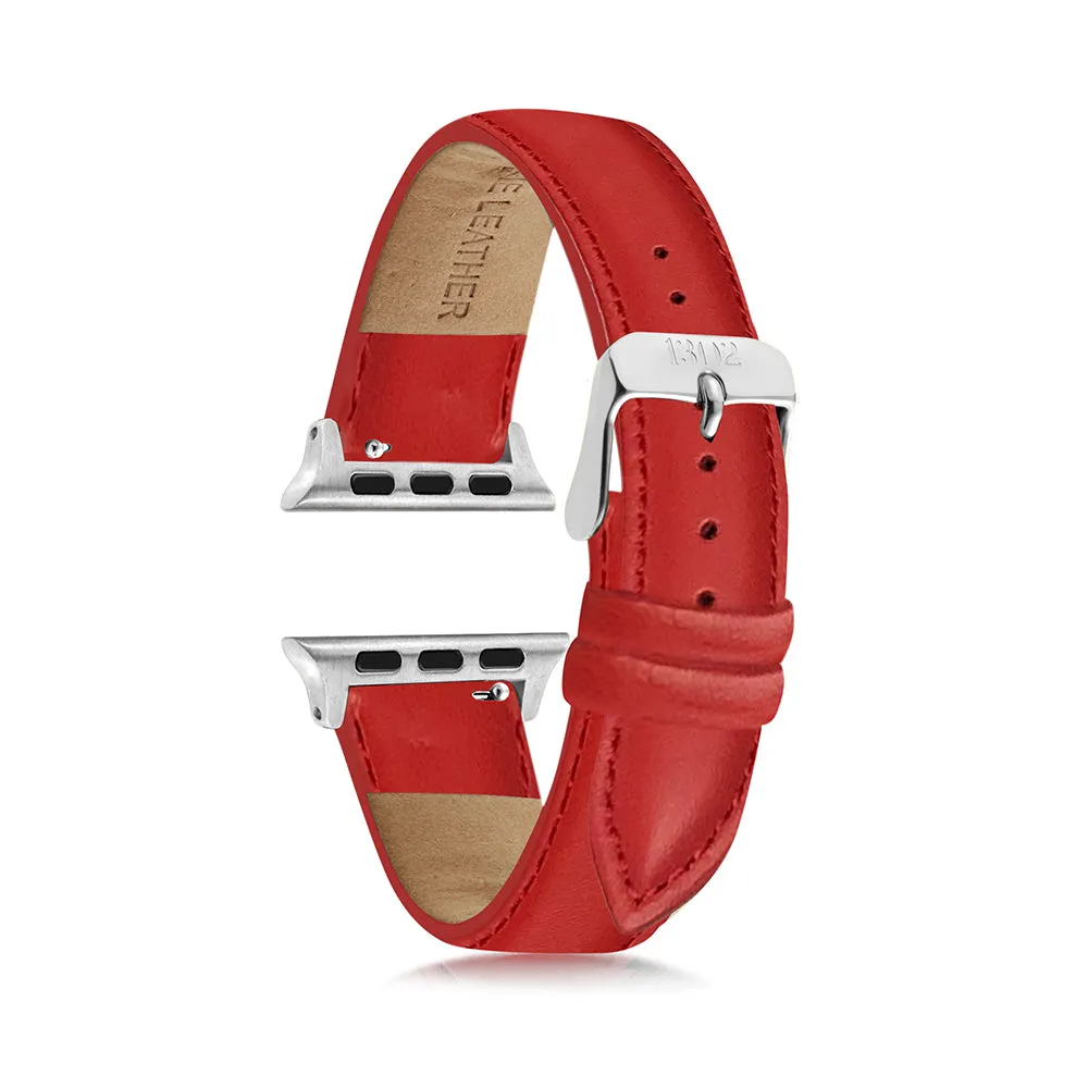 Stitched Red Apple Watch Strap  - 38mm, 40mm, 41mm